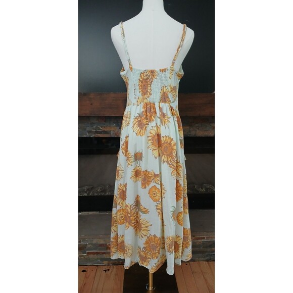 Urban Outfitters Cooperative Linen Blend Womens Sunflower Sundress Large Pockets - Picture 3 of 14